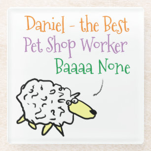 Sheep Design for a Pet Shop Worker Glass Coaster
