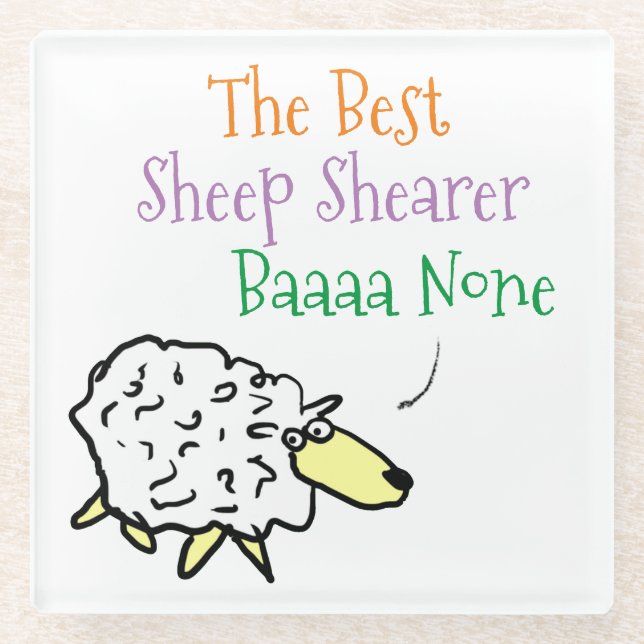 Sheep Design for a Sheep Shearer Glass Coaster (Front)