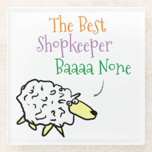 Sheep Design for a Shopkeeper Glass Coaster