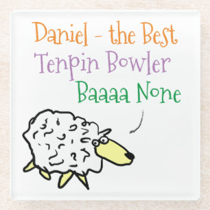 Sheep Design for a Tenpin Bowler Glass Coaster
