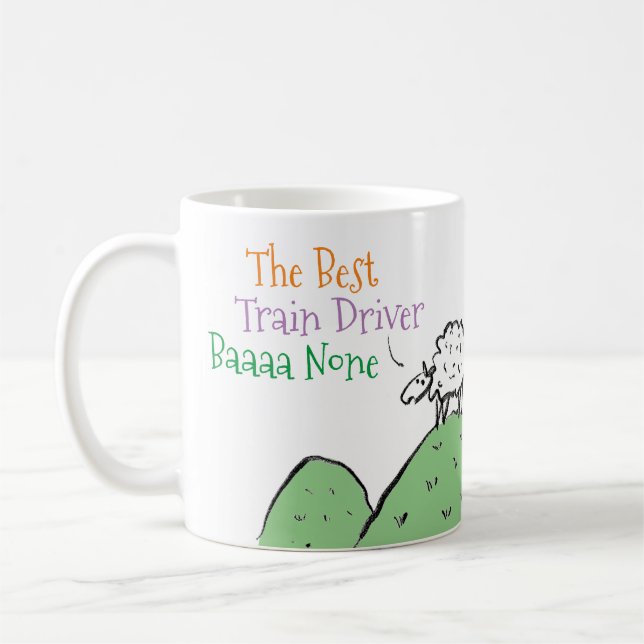 Sheep Design for a Train Driver Coffee Mug (Left)