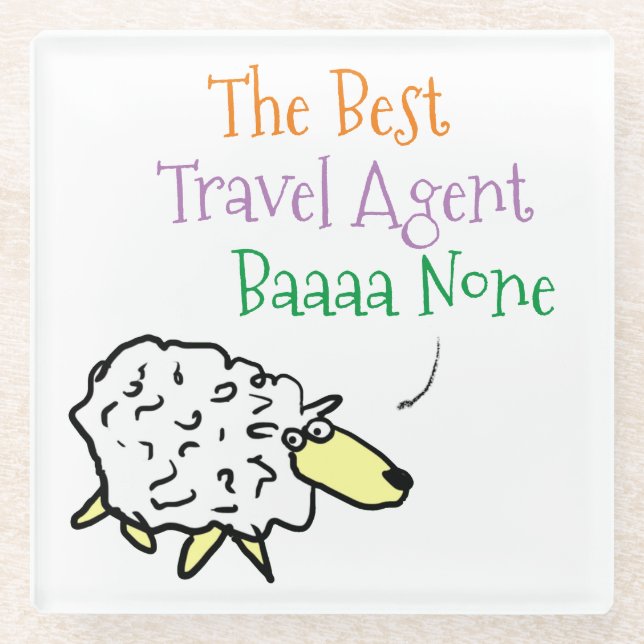Sheep Design for a Travel Agent Glass Coaster (Front)