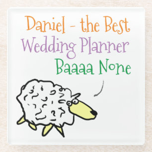 Sheep Design for a Wedding Planner Glass Coaster