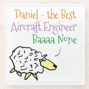 Sheep Design for an Aircraft Engineer Glass Coaster