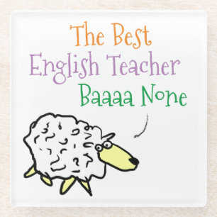Sheep Design for an English Teacher Glass Coaster