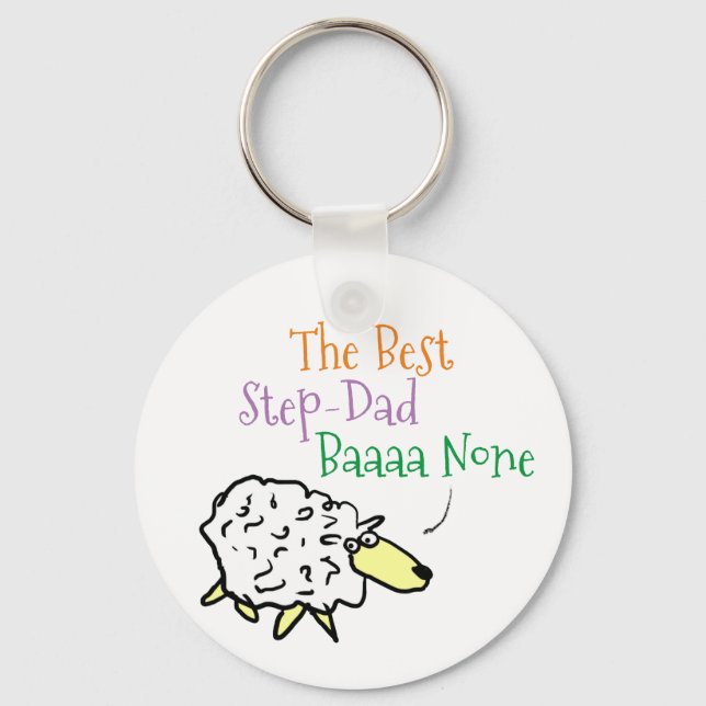 Sheep Design for the Best Step Dad Keychain (Front)