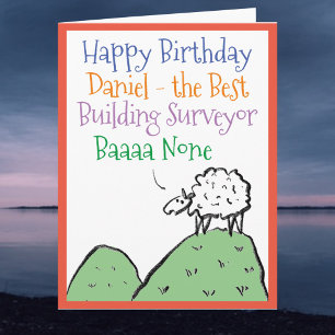 Sheep Design Happy Birthday to a Building Surveyor Card