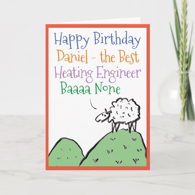 Sheep Design Happy Birthday to a Heating Engineer Card (Front)