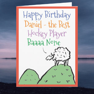 Sheep Design Happy Birthday to a Hockey Player Card