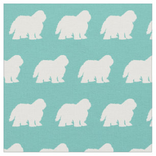 Sheep Dog Silhouette Pet Teal Fabric