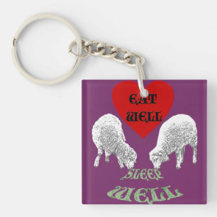Sheep "Eat Well to Sleep Well" Key Ring