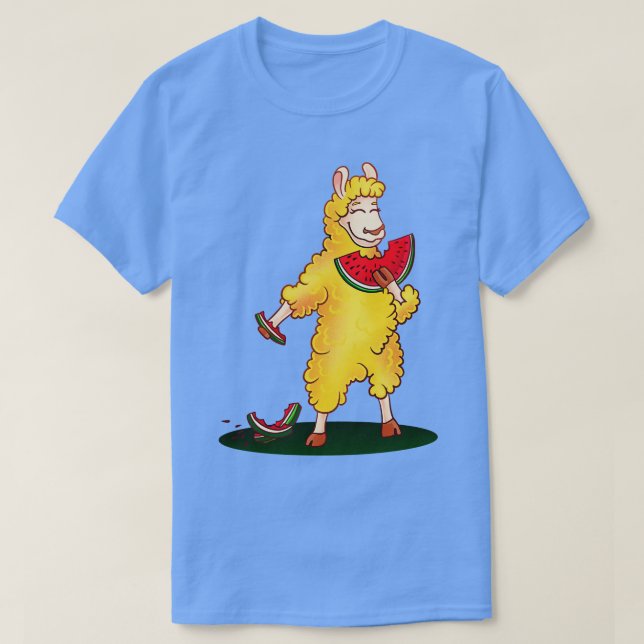 Sheep Eating Watermelon T-Shirt (Design Front)