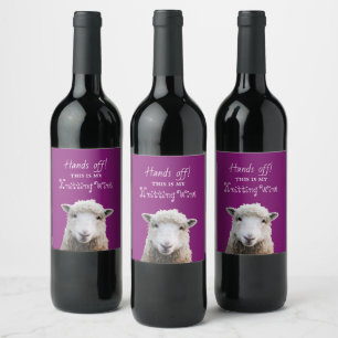 Sheep Face Knitting Wine Saying Custom Label