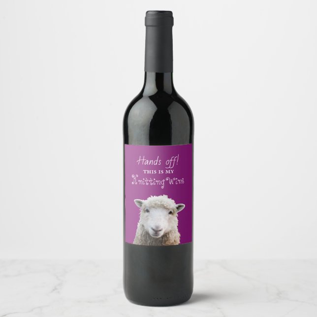 Sheep Face Knitting Wine Saying Custom Label (Front)