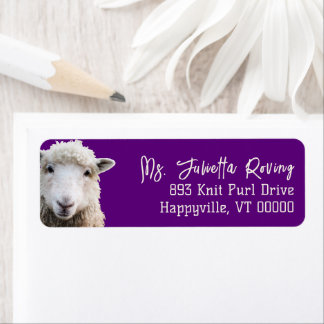 Sheep Face Purple Return Address
