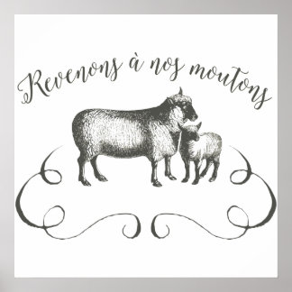 Sheep Farm Funny French Expression Vintage Style Poster