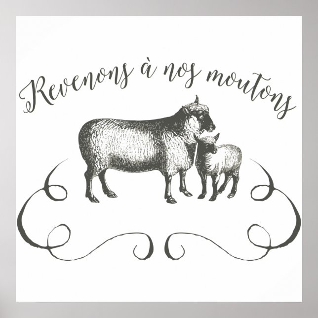 Sheep Farm Funny French Expression Vintage Style Poster (Front)