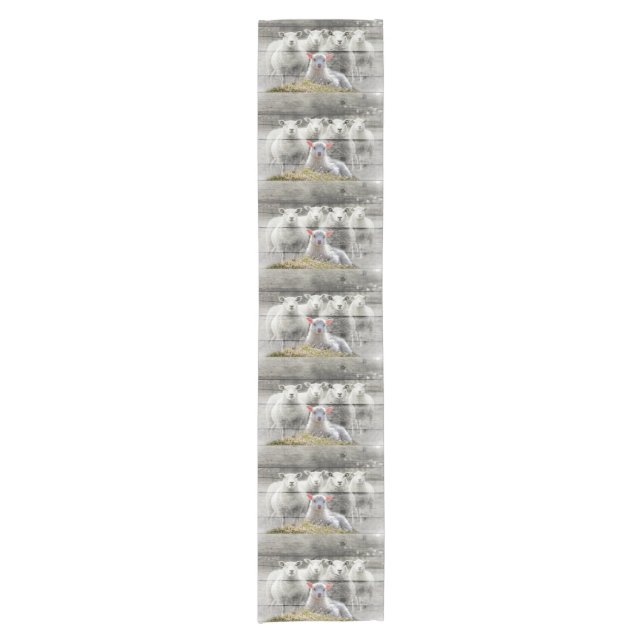 Sheep Flock Baby Lamb Short Table Runner (Front)