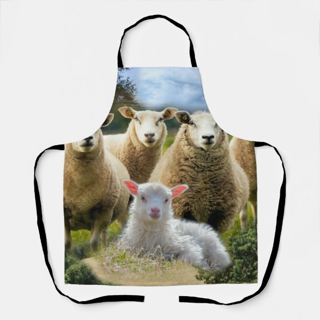 Sheep Flock Sheep Herd Baby Lamb Apron (Front)