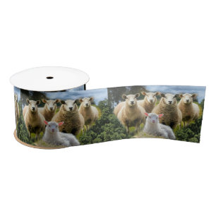 Sheep Flock Sheep Herd Baby Lamb Satin Ribbon