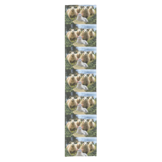 Sheep Flock Sheep Herd Baby Lamb Short Table Runner (Front)