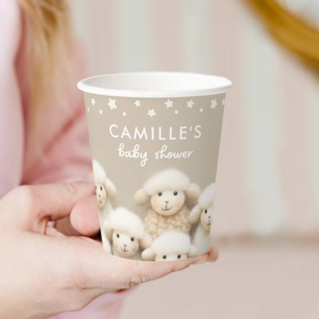 Sheep Gender Neutral Baby Shower Paper Cups (Little Lamb Baby Shower Paper Cups)