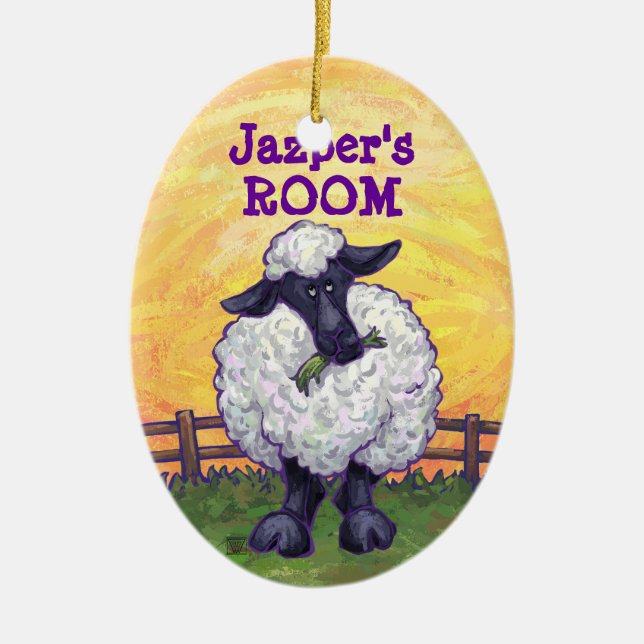 Sheep Gifts & Accessories Ceramic Tree Decoration (Front)