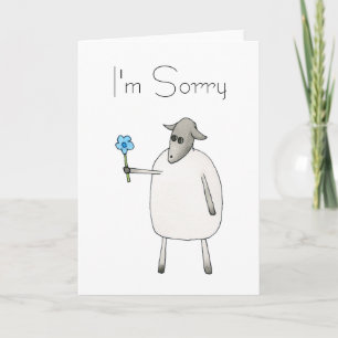Sheep Giving a Flower, Sorry. Card