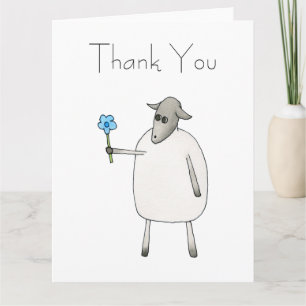 Sheep Giving a Flower, Thank You. Thank You Card