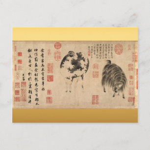 Sheep Goat Chinese New Year Zodiac Postcard