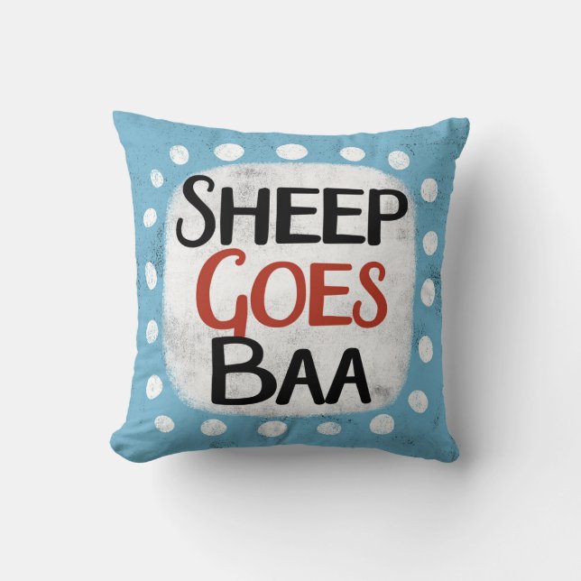 Sheep Goes Baa Throw Pillow (Front)