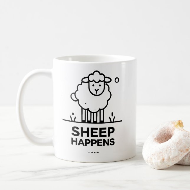 SHEEP HAPPEN Funny Classic Coffee Mug Gift (With Donut)