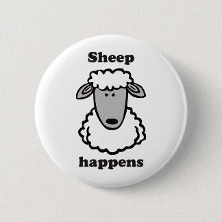 Sheep happens 6 cm round badge