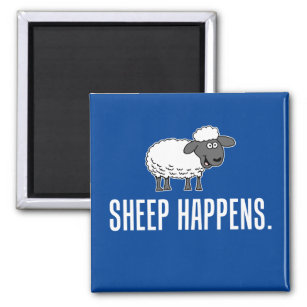 Sheep Happens Cartoon Sheep Magnet