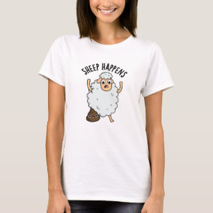 Sheep Happens Funny Poop Pun  T-Shirt