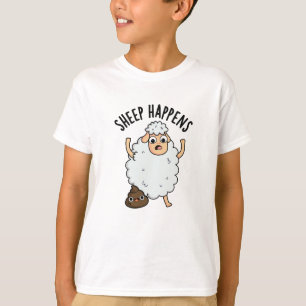 Sheep Happens Funny Poop Pun T-Shirt