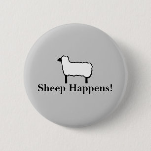 Sheep Happens Funny Sheep Pun 6 Cm Round Badge