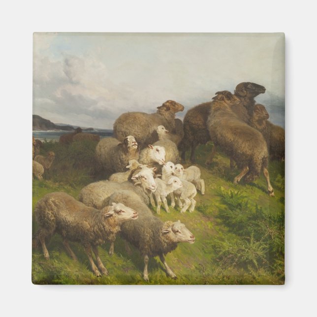 Sheep in a Meadow (by August Friedrich Schenck) Magnet (Front)