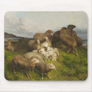 Sheep in a Meadow (by August Friedrich Schenck) Mouse Pad