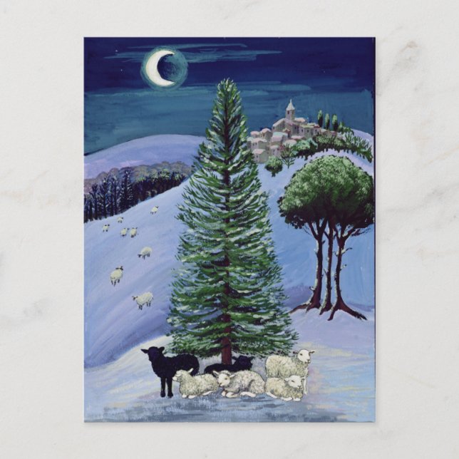 Sheep in a Winter Landscape Postcard (Front)