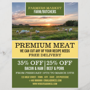 Sheep in Field, Farmer & Butcher Advertising Flyer