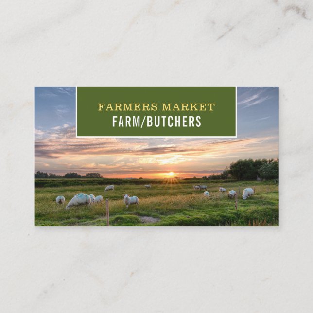 Sheep in Field, Farmer & Butcher Business Card (Front)