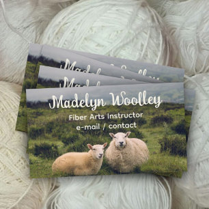 Sheep in Field Fibre Arts Wool Yarn Knitting Business Card