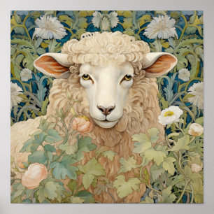 Sheep in Meadow Painting Poster