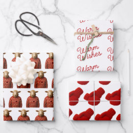 Sheep in Sheep Sweater, Mittens, Warm Wishes Wrapping Paper Sheet