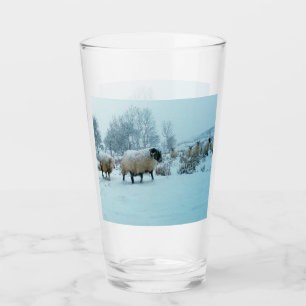 Sheep in Snow Winter Scene Glass