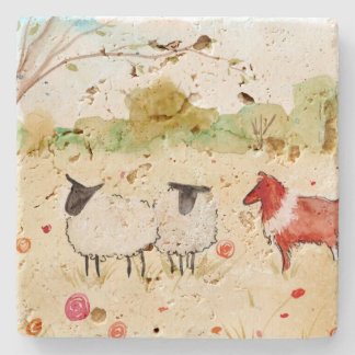 Sheep in the Meadow Stone Coaster