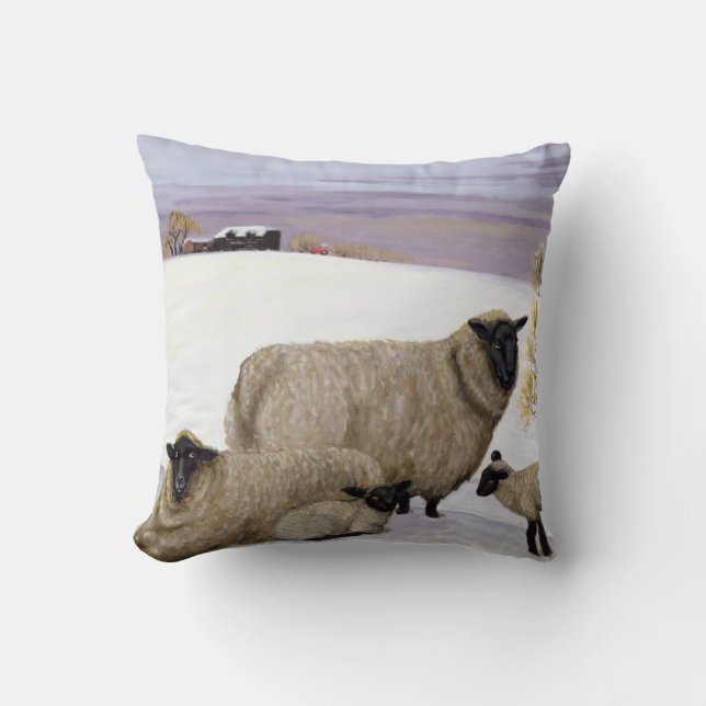 Sheep in Winter Cushion (Front)