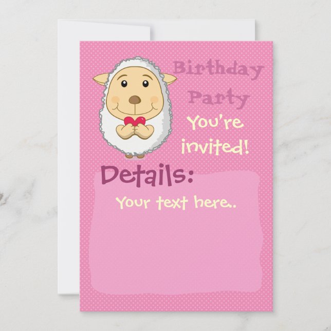 Sheep Invitation Pink (Front)