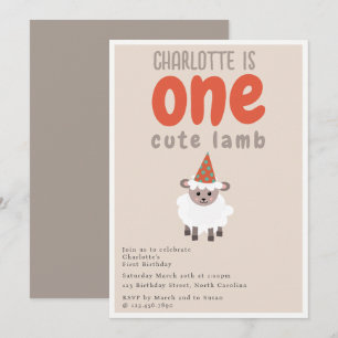 Sheep Lamb Cute Farm Party Animals 1st Birthday Invitation